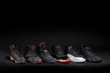 View full screen - View 1 of Lot 4. A Set of 6 Michael Jordan ‘Championship Clinching’ Game Worn Air Jordan Sneakers | 1991, 1992, 1993, 1996, 1997, 1998 .