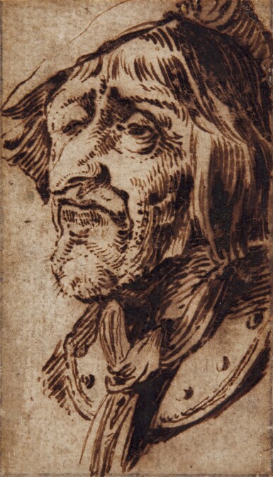 View full screen - View 1 of Lot 252. Study of an old man in a hat.