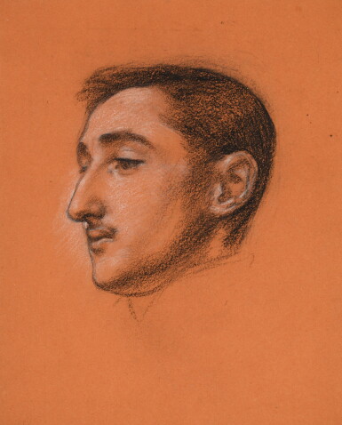 View full screen - View 1 of Lot 20. Study for the Head of King Solomon in The Visit of the Queen of Sheba to King Solomon.