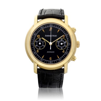 View full screen - View 1 of Lot 8047. Reference 25859BA/O/0001CR/01 | A yellow gold chronograph wristwatch, Circa 1999 | 愛彼 | 型號25859BA/O/0001CR/01 | 黃金計時腕錶,約1999年製.