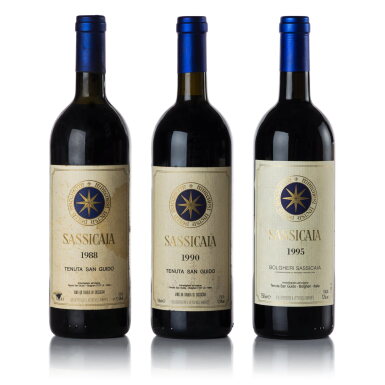 View full screen - View 1 of Lot 445. Sassicaia 1988/1990/1995 (3 BT).