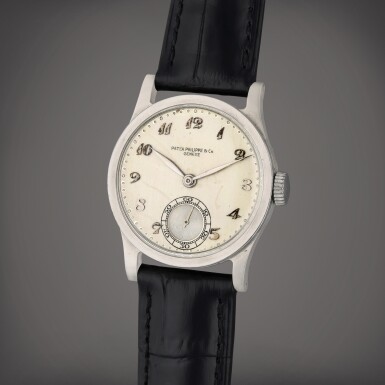 View full screen - View 1 of Lot 289. Reference 96 Calatrava | A stainless steel wristwatch with Breguet numerals, Made in 1938.