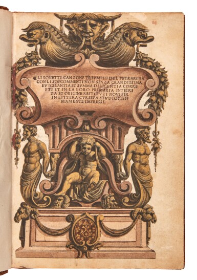 View full screen - View 1 of Lot 1791. Petrarca, Li sonetti canzone triumphi, Venice, 1519, illuminated by Benedetto Bordone, nineteenth-century diced russia.