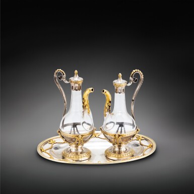 View full screen - View 1 of Lot 70. An Italian silver and silver-gilt cruet, Giuseppe Valadier, Rome, circa 1808 | Huilier en argent et vermeil par Giuseppe Valadier, Rome, vers 1808.