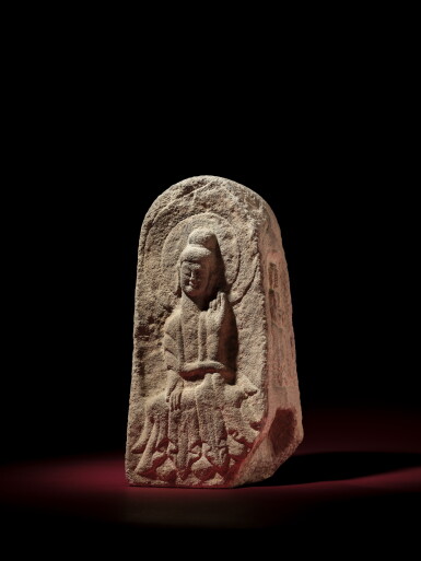View full screen - View 1 of Lot 307. A four-sided stone Buddhist stele, Northern Wei dynasty | 北魏 石雕四面龕像.