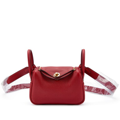 View full screen - View 1 of Lot 7813. Rouge Grenat Clemence Mini Lindy 20 Gold Hardware, 2020.