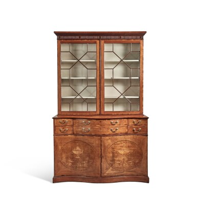 View full screen - View 1 of Lot 89. A George III Mahogany, Gonçalo Alves and Marquetry Secretaire Bookcase, Circa 1775.