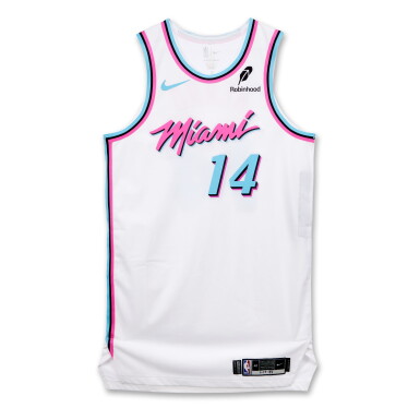 View full screen - View 1 of Lot 17. Tyler Herro Miami Heat 2024-2025 Game Worn Vice City Edition Jersey .