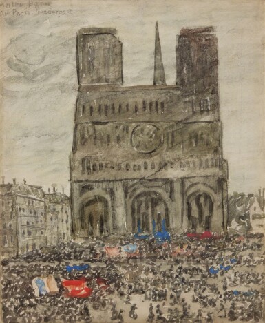 View full screen - View 1 of Lot 511. Notre Dame de Paris (recto); A Parisian Boulevard (verso): A Double-Sided Work.