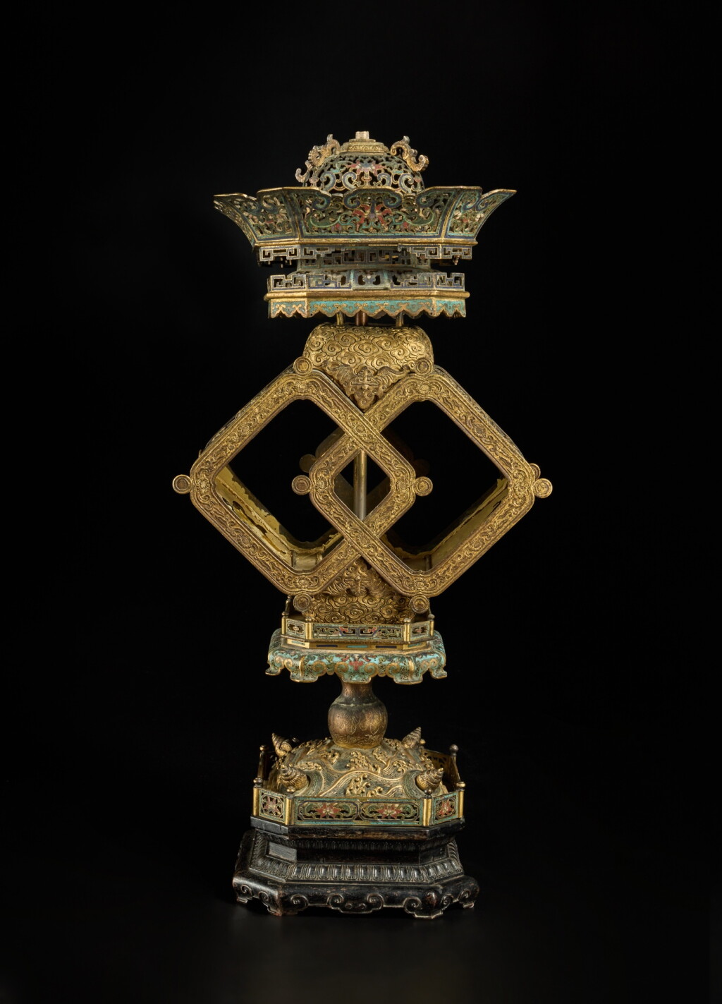 View full screen - View 1 of Lot 181. A large cloisonné enamel and gilt-metal lantern, Qing dynasty, 18th / 19th century.