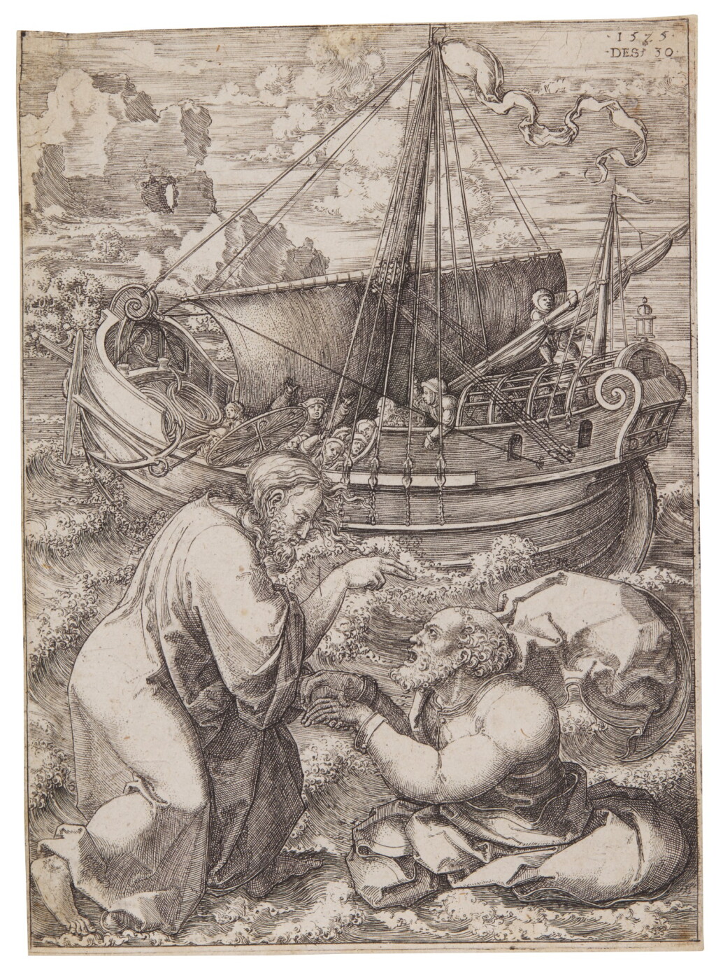 View full screen - View 1 of Lot 38. Christ Walking on the Water; and The Temptation of Christ (Hollstein 4, 5).