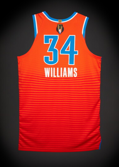 View full screen - View 1 of Lot 52. Kenrich Williams Oklahoma City Thunder 2025-2026 Emirates NBA Cup Quarterfinals Game Worn Statement Edition Jersey .