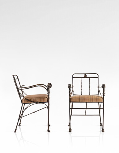 View full screen - View 1 of Lot 41. Pair of Têtes de Lionnes, second version armchairs, special commission.