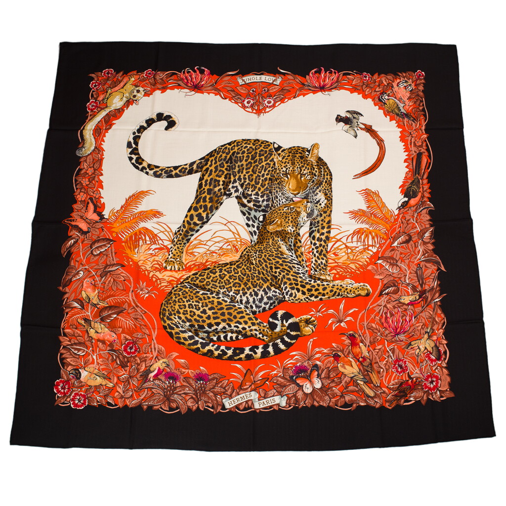 View full screen - View 1 of Lot 68. Hermès "Jungle Love" Cashmere and Silk Shawl 140cm.