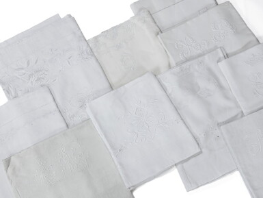 View full screen - View 1 of Lot 180. A group of various embroidered cotton bed sheets, most 19th / early 20th century.