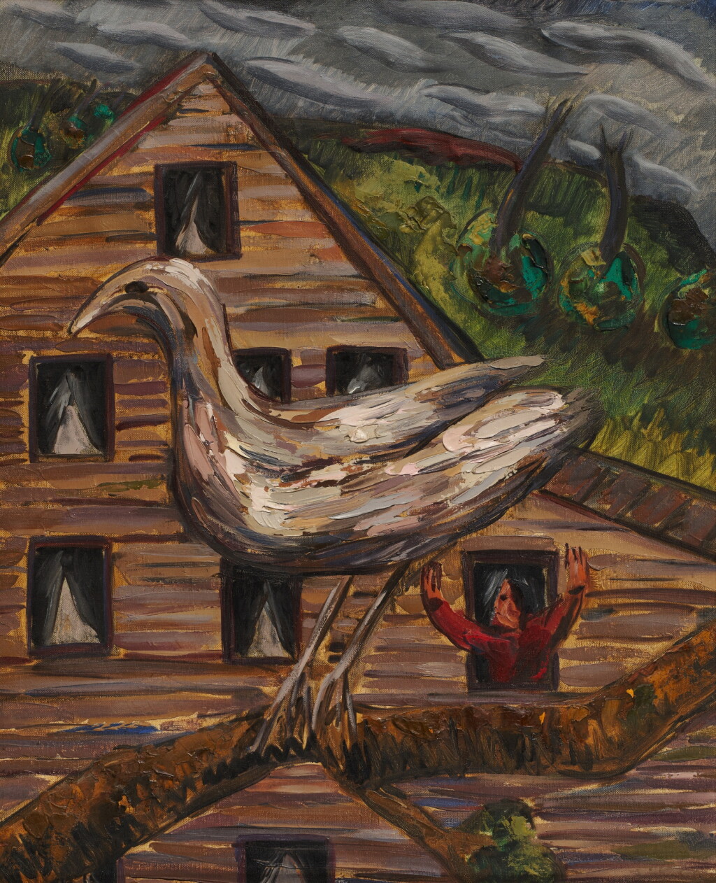 View full screen - View 1 of Lot 1217. Untitled (Bird Perched Near House).