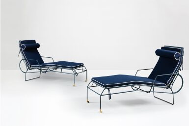 View full screen - View 1 of Lot 109. Paire de chaises longues Riviera.