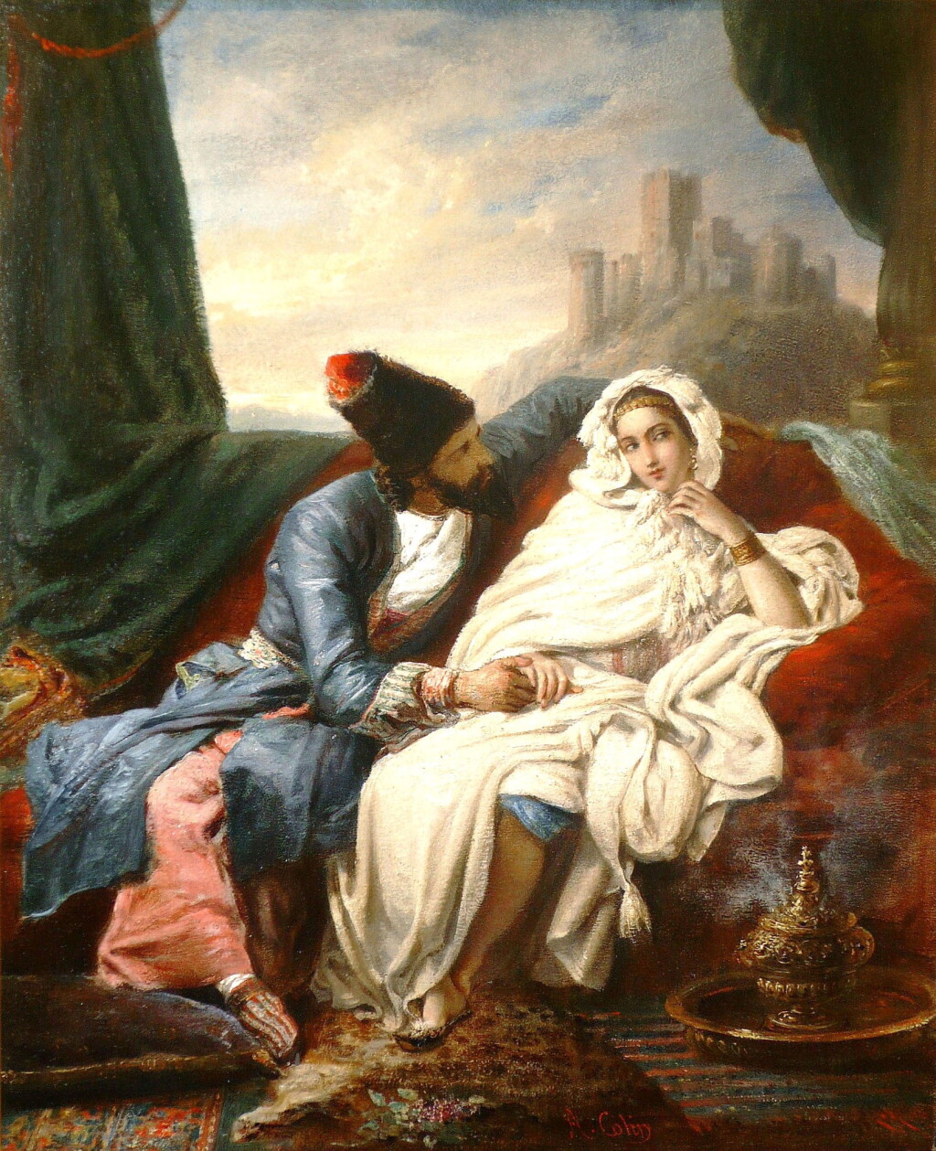View full screen - View 1 of Lot 216. ALEXANDRE MARIE COLIN | LA BELLE ORIENTALE ET LE COSAQUE.