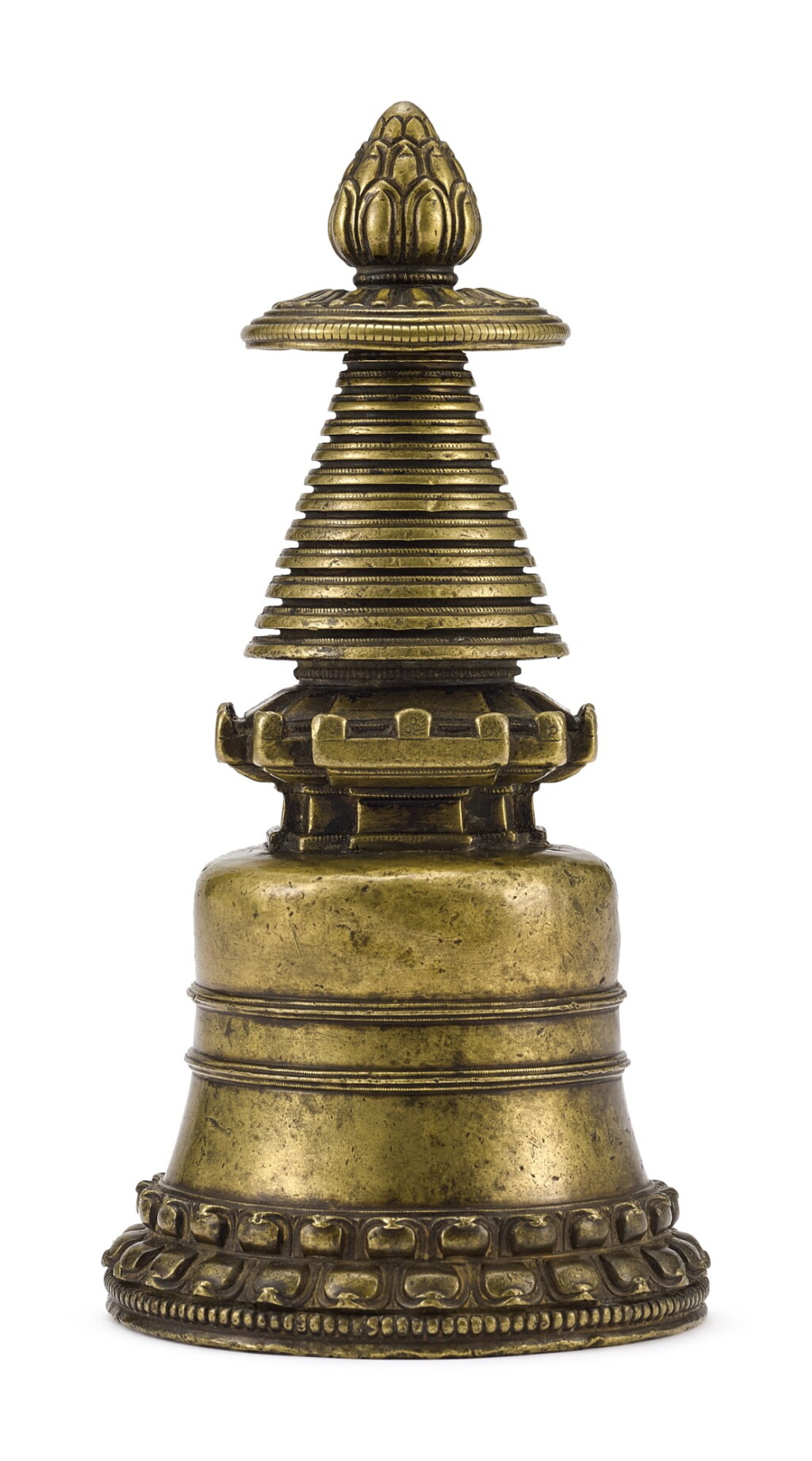 View full screen - View 1 of Lot 6002. A BRONZE STUPA, TIBET, 13TH CENTURY | 十三世紀 藏傳銅佛塔.