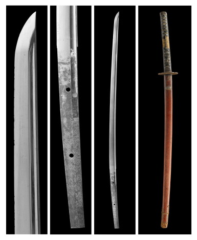 View full screen - View 1 of Lot 59. A Shin-shinto gassaku katana with handachi koshirae | Signed Efu ni oite Chounsai Tsunetoshi and Chounsai Koretoshi | Edo period, dated Bunkyu gannen (1861).