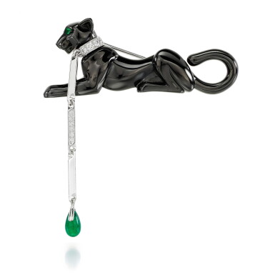 View full screen - View 1 of Lot 78. CARTIER | EMERALD AND DIAMOND BROOCH, 'PANTHÈRE'.