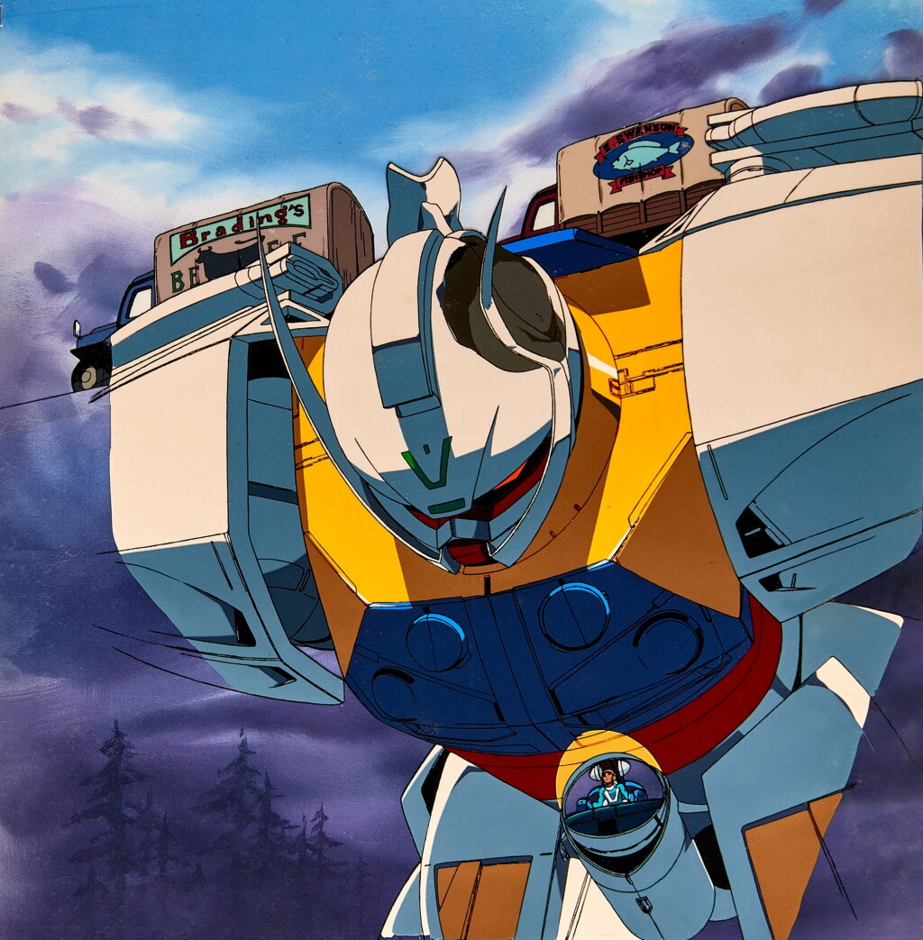 View full screen - View 1 of Lot 25. Turn A Gundam Animation Cel with Douga, Genga and Hand-painted Original Background | ∀高達賽璐璐附線稿,原稿及手繪原裝背景.