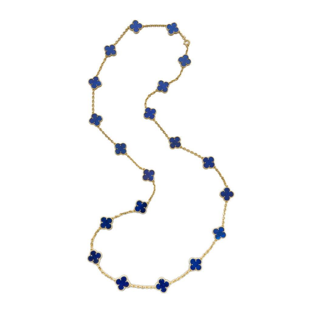 View full screen - View 1 of Lot 31. Gold and Lapis Lazuli 'Vintage Alhambra' Necklace, France.