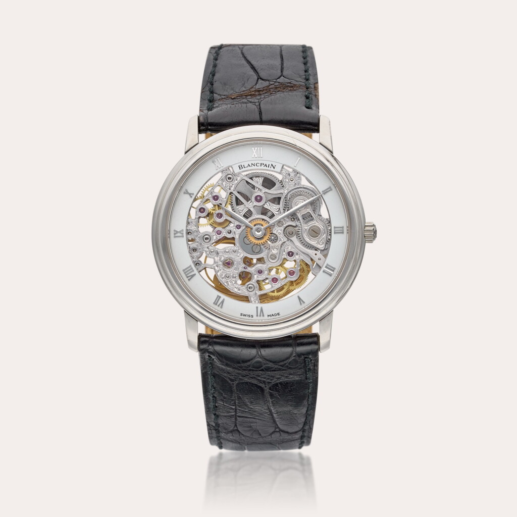 View full screen - View 1 of Lot 474. Reference 0071-3427S-55 Villeret Ultra-Thin Skeleton | A platinum automatic skeletonized wristwtach, Circa 1990.