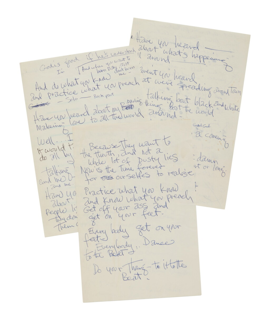 View full screen - View 1 of Lot 46. Jimi Hendrix | His working lyrics for "Straight Ahead" .
