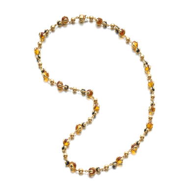 View full screen - View 1 of Lot 784. Gold and gem set sautoir, ‘Cardan bead’, circa 1988.
