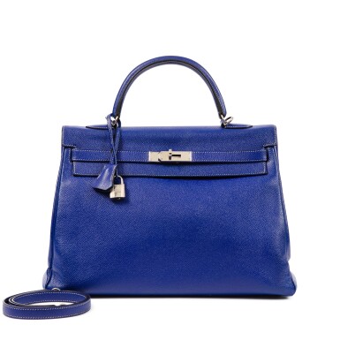 View full screen - View 1 of Lot 379. Limited Edition Bleu Electrique Epsom and Bleu de Prusse Verso Kelly 32 Retourné Palladium Hardware, 2011.