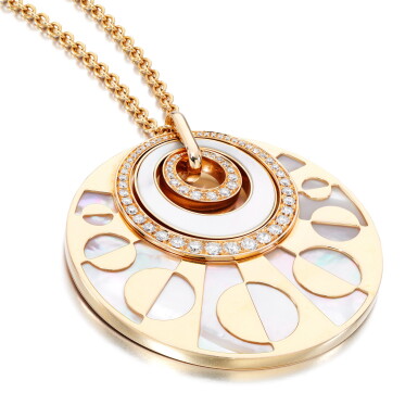 View full screen - View 1 of Lot 122. Mother of pearl and diamond pendant necklace, 'Intarsio'.