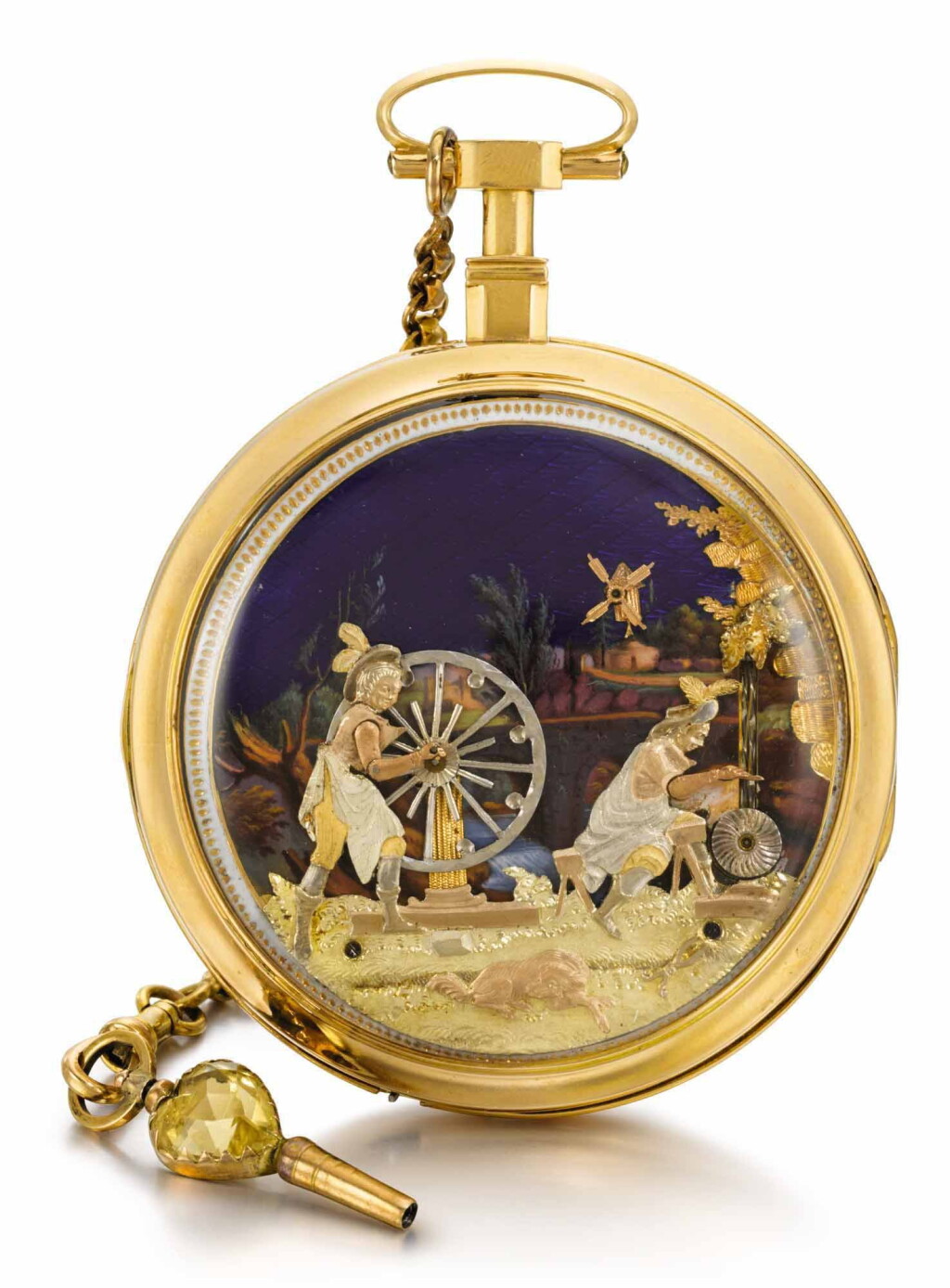 View full screen - View 1 of Lot 22. 'THE KNIFE GRINDERS' CHEVALIER ET COCHET | A GOLD AND ENAMEL AUTOMATON WATCH FOR THE CHINESE MARKET CIRCA 1800.