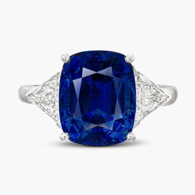View full screen - View 1 of Lot 1626. Sapphire and Diamond Ring | 卡地亞 | 9.38 克拉 天然「皇家藍」未經加熱藍寶石 配 鑽石 戒指.