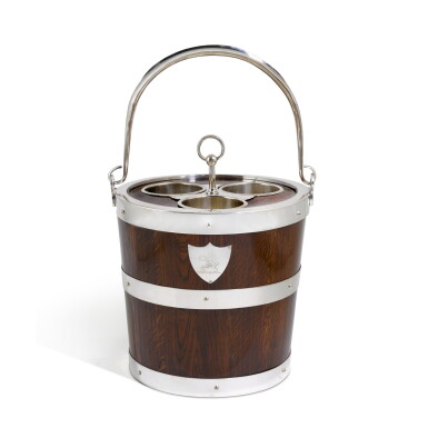 View full screen - View 1 of Lot 71. A Victorian electroplate-mounted three bottle wine cooler, unmarked, circa 1890.