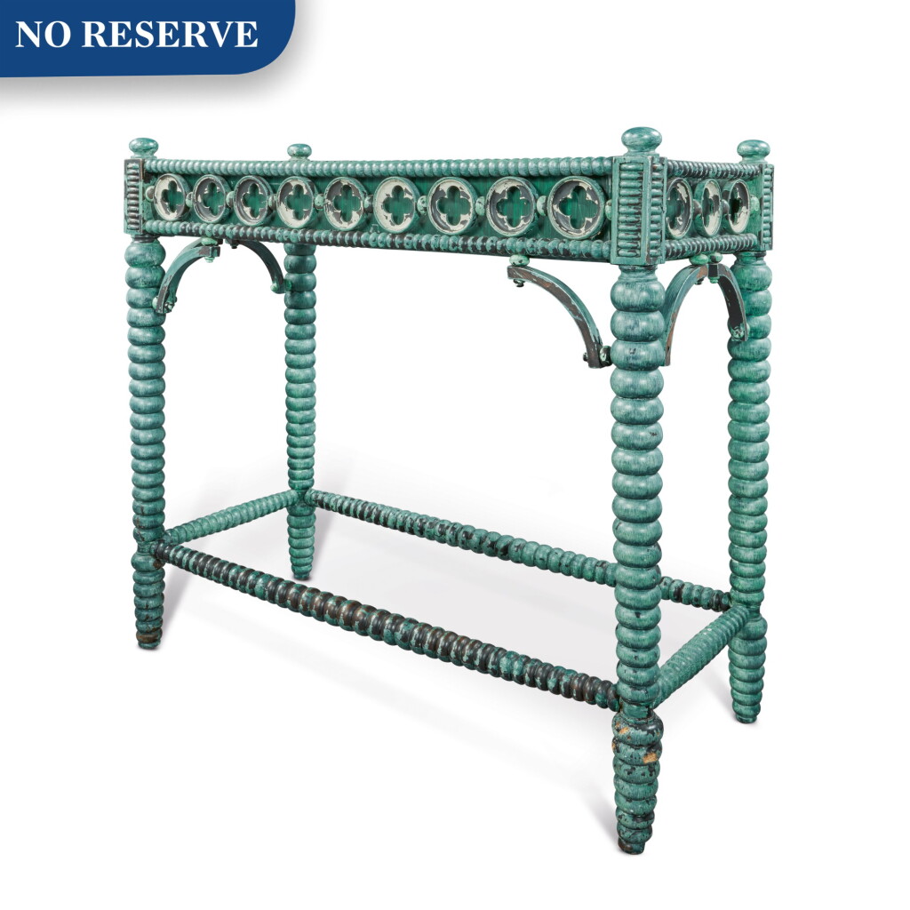 View full screen - View 1 of Lot 337. English Gothic Green And White-Painted Jardinière, circa 1860.