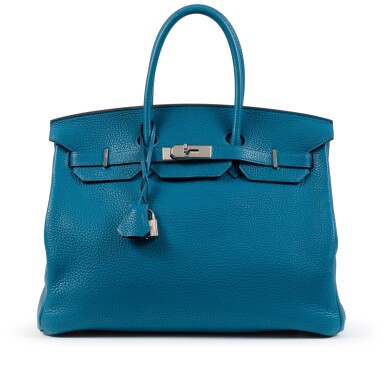 View full screen - View 1 of Lot 380. Bleu Izmir Clémence Birkin 35 Palladium Hardware, 2013.