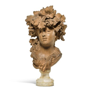 View full screen - View 1 of Lot 111. Buste de Bacchante à la chevelure parsemée de raisins et de feuilles de vigne dite aussi "les raisins" or "l'Automne".