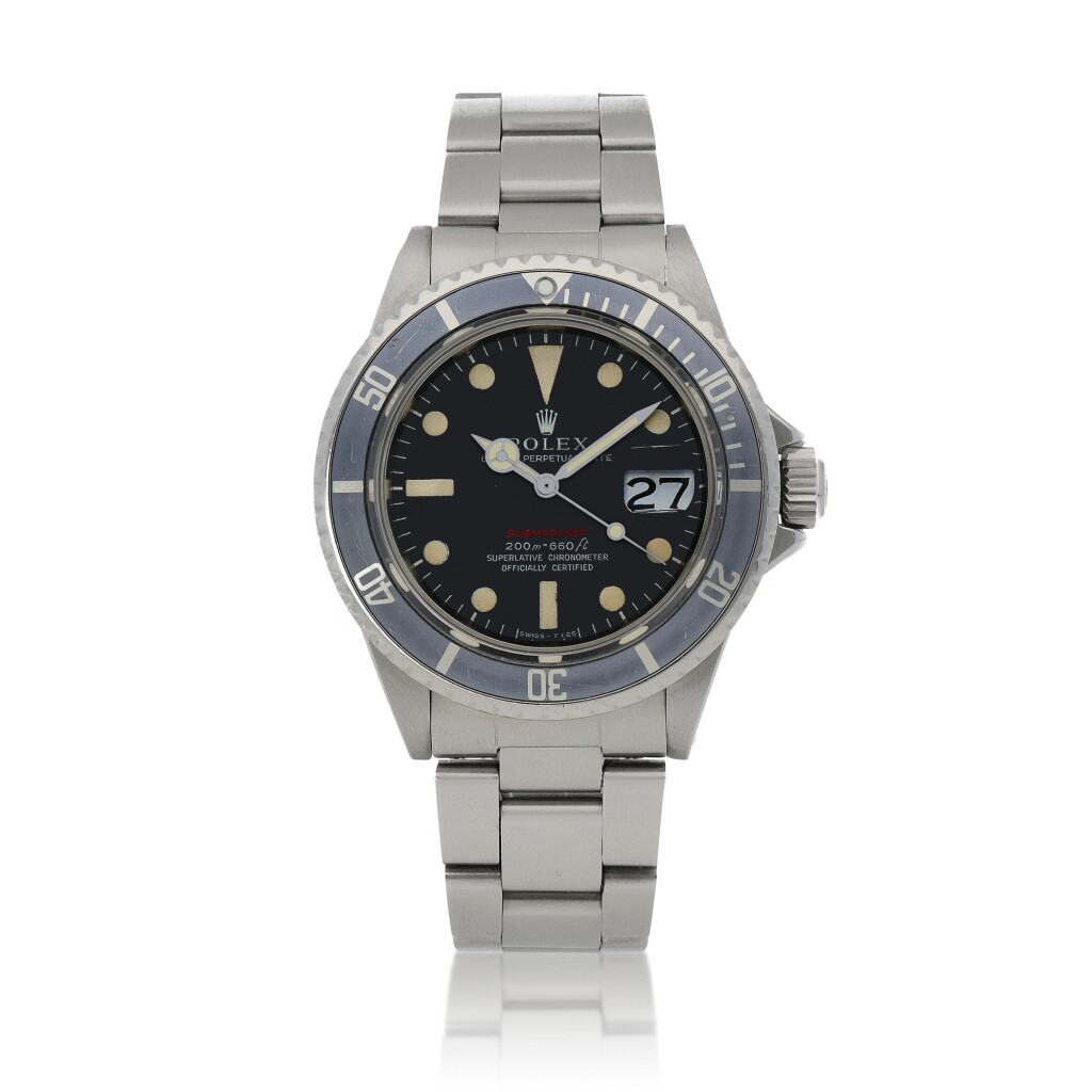 View full screen - View 1 of Lot 418. 'Red' Submariner, Ref. 1680 Stainless steel wristwatch with date, bracelet and Mark II 'Meters First' dial Circa 1970 | 勞力士 1680型號「'Red' Submariner」精鋼鍊帶腕錶備日期顯示,配「Mark II 'Meters First'」錶盤,年份約1970.