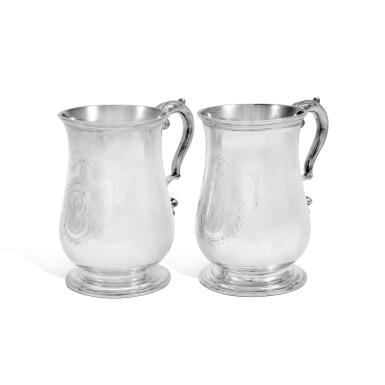 View full screen - View 1 of Lot 123. A Pair of American Silver Canns, Benjamin Burt, Boston, Circa 1785.