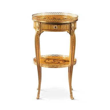 View full screen - View 1 of Lot 548. A late Louis XV marquetry and parquetry table en chiffonnière stamped by Charles Topino, circa 1770.