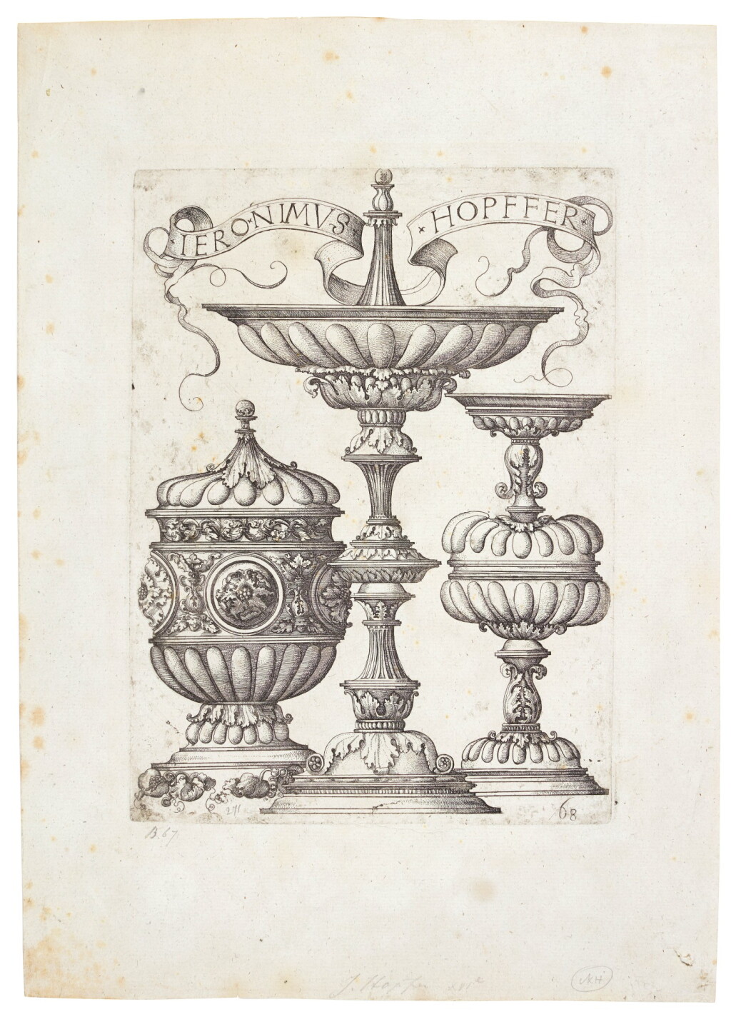 View full screen - View 1 of Lot 59. The Three Goblets (after Albrecht Altdorfer) (Hollstein 72).