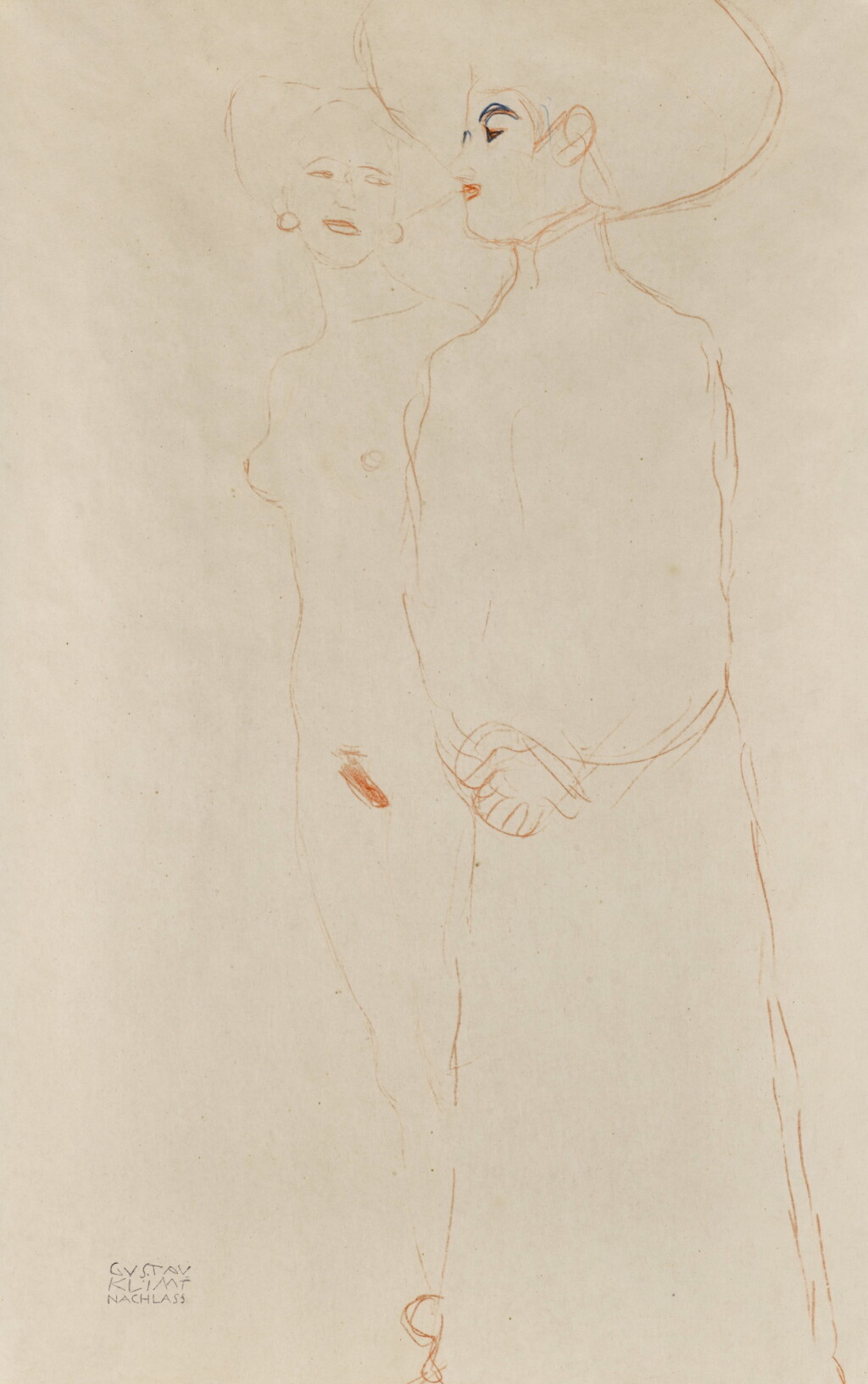 View full screen - View 1 of Lot 344. Unbekleidete und Bekleidete Frau nach Links Stehend (A Study for the Painting Freundinnen I).