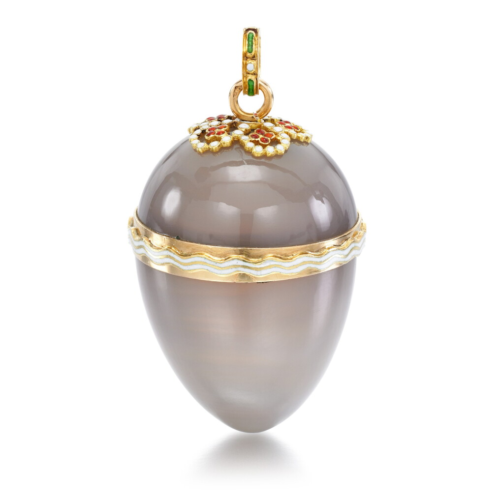 View full screen - View 1 of Lot 7. Agate and enamel pendant, circa 1905.