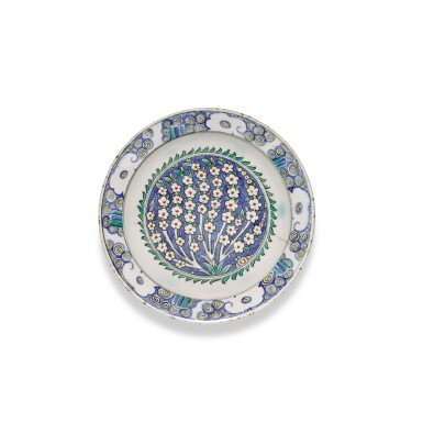 View full screen - View 1 of Lot 213. An Iznik polychrome pottery dish, Turkey, circa 1580.