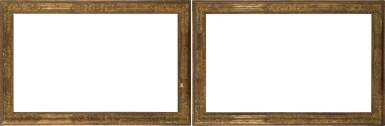 View full screen - View 1 of Lot 146. A pair of 20th century British reproduction Venetian Rococo-style carved giltwood panel frames made by F.A. Pollak.
