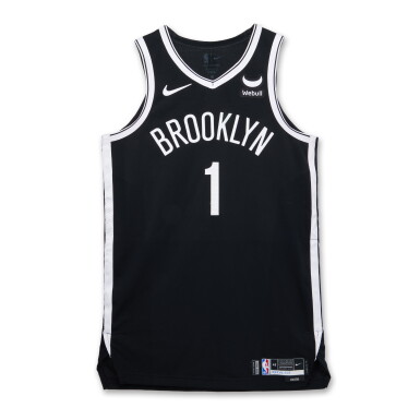 View full screen - View 1 of Lot 152. Mikal Bridges Brooklyn Nets 2023-2024 Kia NBA Tip-Off Game Worn Icon Edition Jersey.