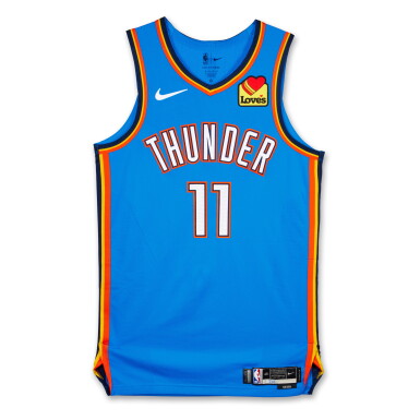 View full screen - View 1 of Lot 66. Isaiah Joe Oklahoma City Thunder 2026 NBA Playoffs Western Conference Round 1 Game Worn Icon Edition Jersey | Game 1.