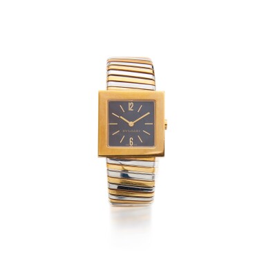 View full screen - View 1 of Lot 312. Gold and Stainless Steel 'Quadratto Tubogas' Wristwatch.