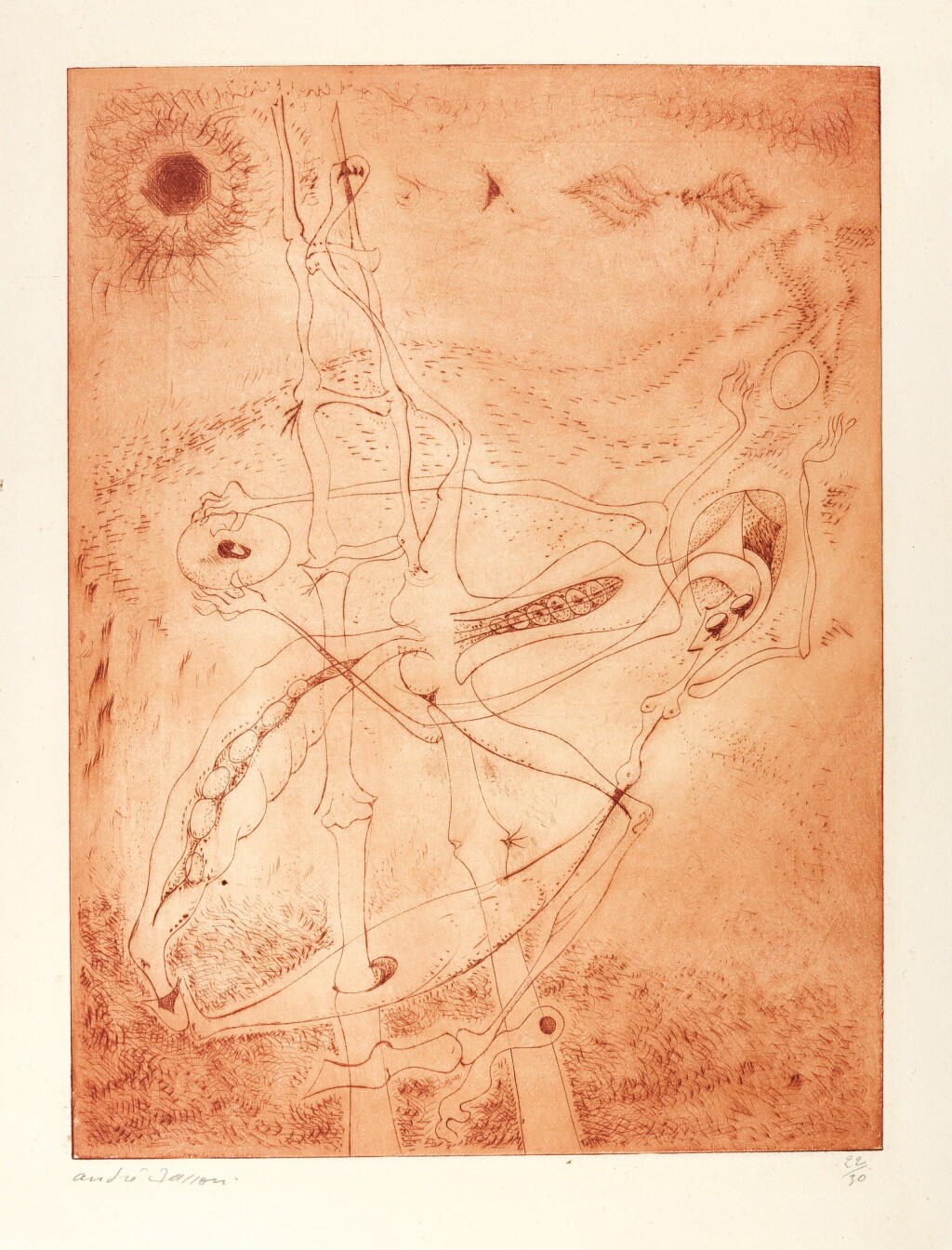 View full screen - View 1 of Lot 77. ANDRÉ MASSON | LE GÉNIE DE L'ÉSPÈCE (SAPHIRE 84).